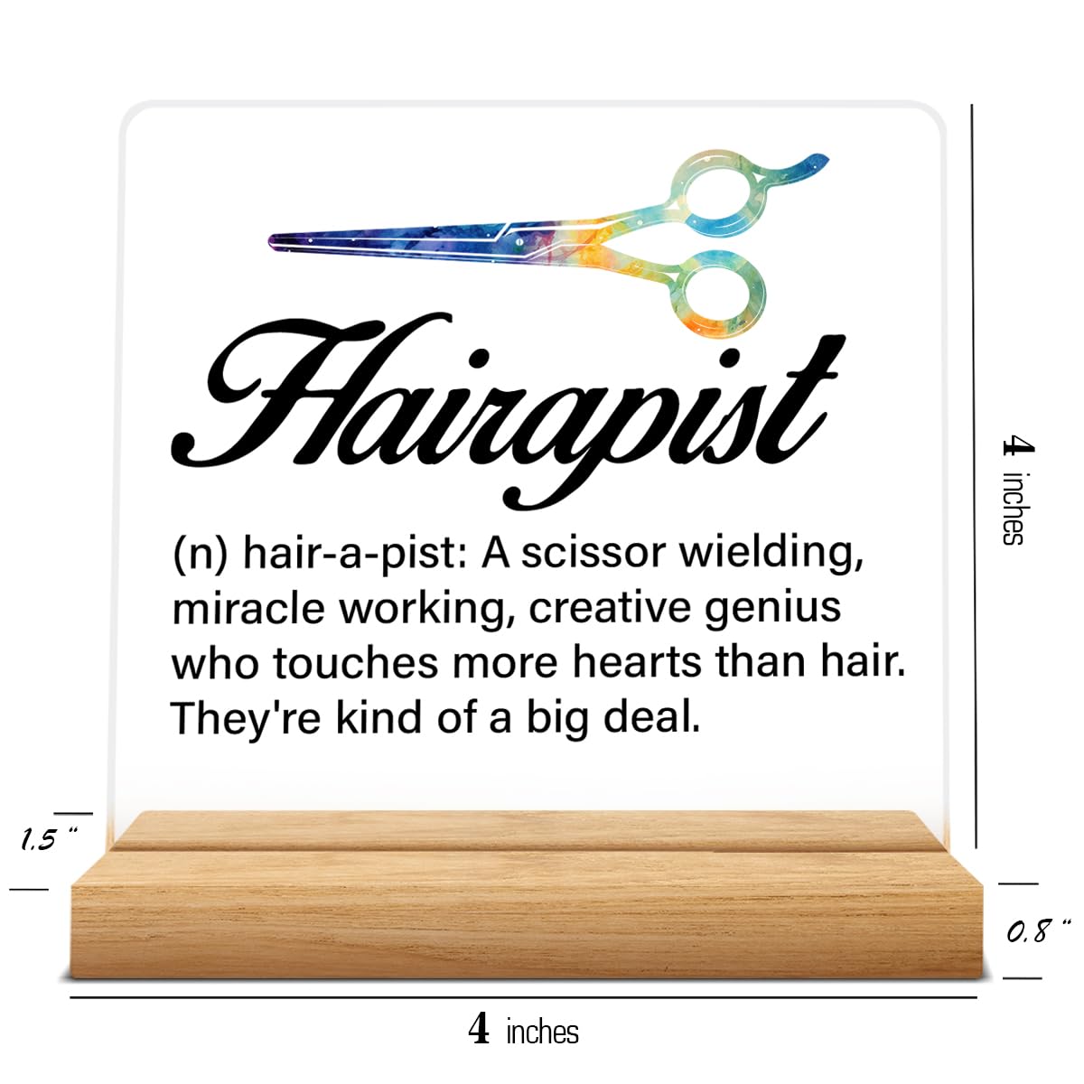 Best Hair Stylist Gift - Hairapist Definition Acrylic Desk Sign Decor for Women Men