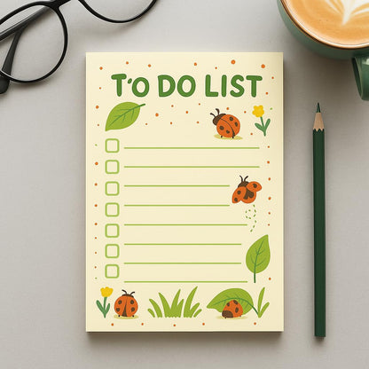 Ladybug Gifts – 4x6 Sticky Notes, 50 Sheets Nature-Themed Notepad with Cute Ladybugs, Birthday Gifts for Men, Women, Office Coworker, Friend