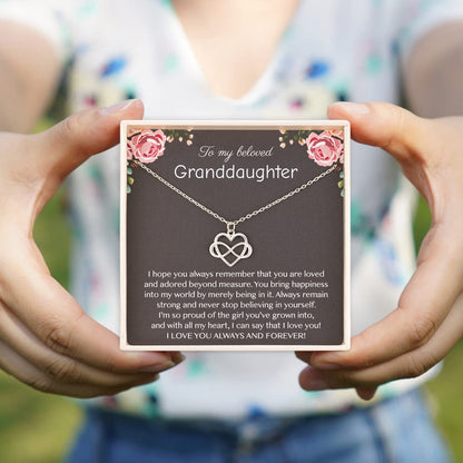 RareLove Granddaughter Necklace,Granddaughter Gifts from Grandma,925 Sterling Silver Tiny Infinity Heart Necklaces for Granddaughter,Birthday gift,Graduation Gift