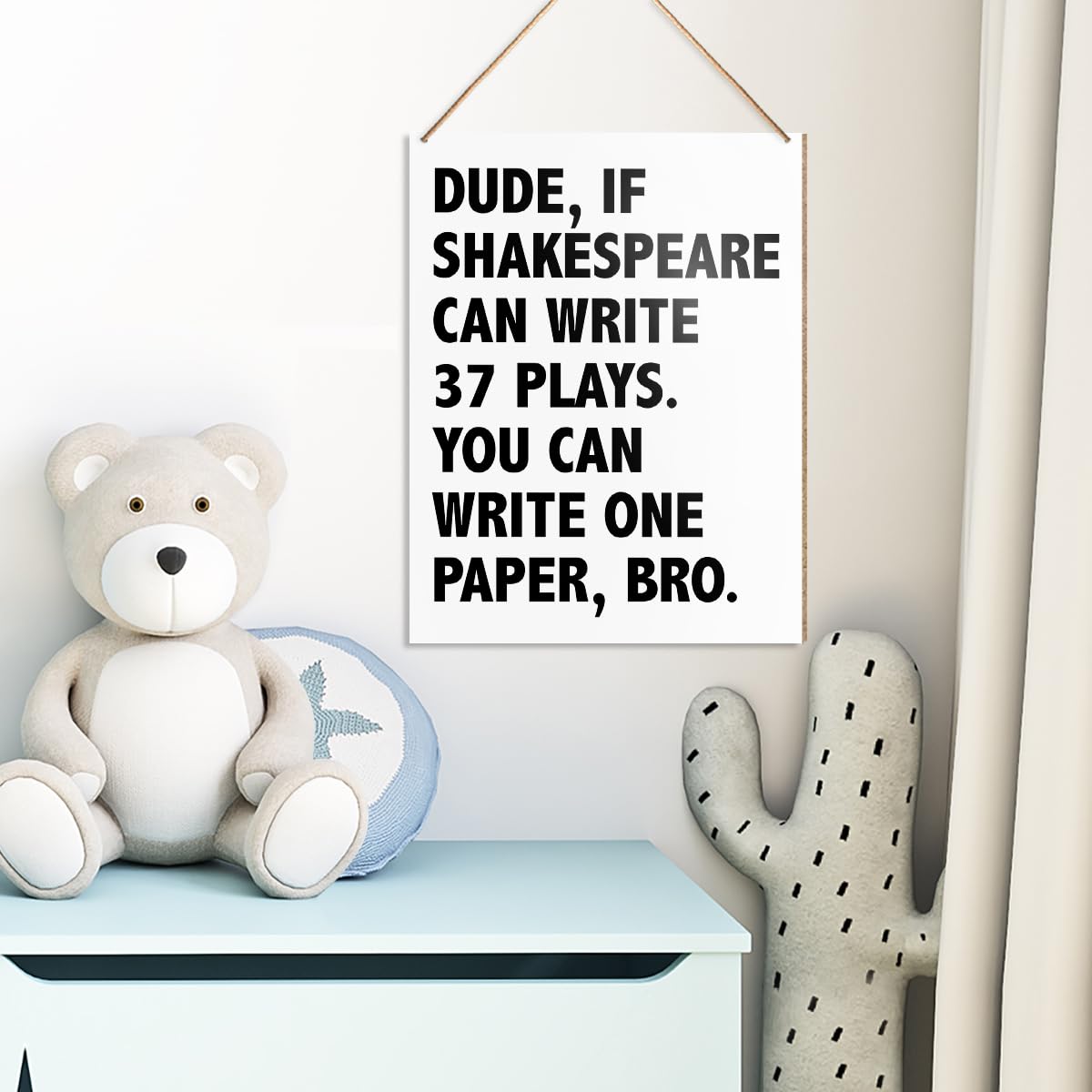 UDNADKEX Funny English Classroom Wall Sign Hanging Decor, High Middle School English Classroom Wooden Decor Writing Decoration, Funny Literary Gifts for English Teacher Literature Lover