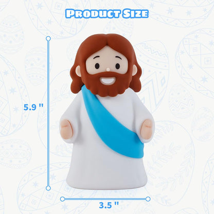 Jesus Night Light Rechargeable Bedside Night Light Dimmable Silicone LED Light Ideal for Religious Gatherings, Gifts for Sunday School, Baptism Presents, Easter Egg Decorations (blue) (Blue)