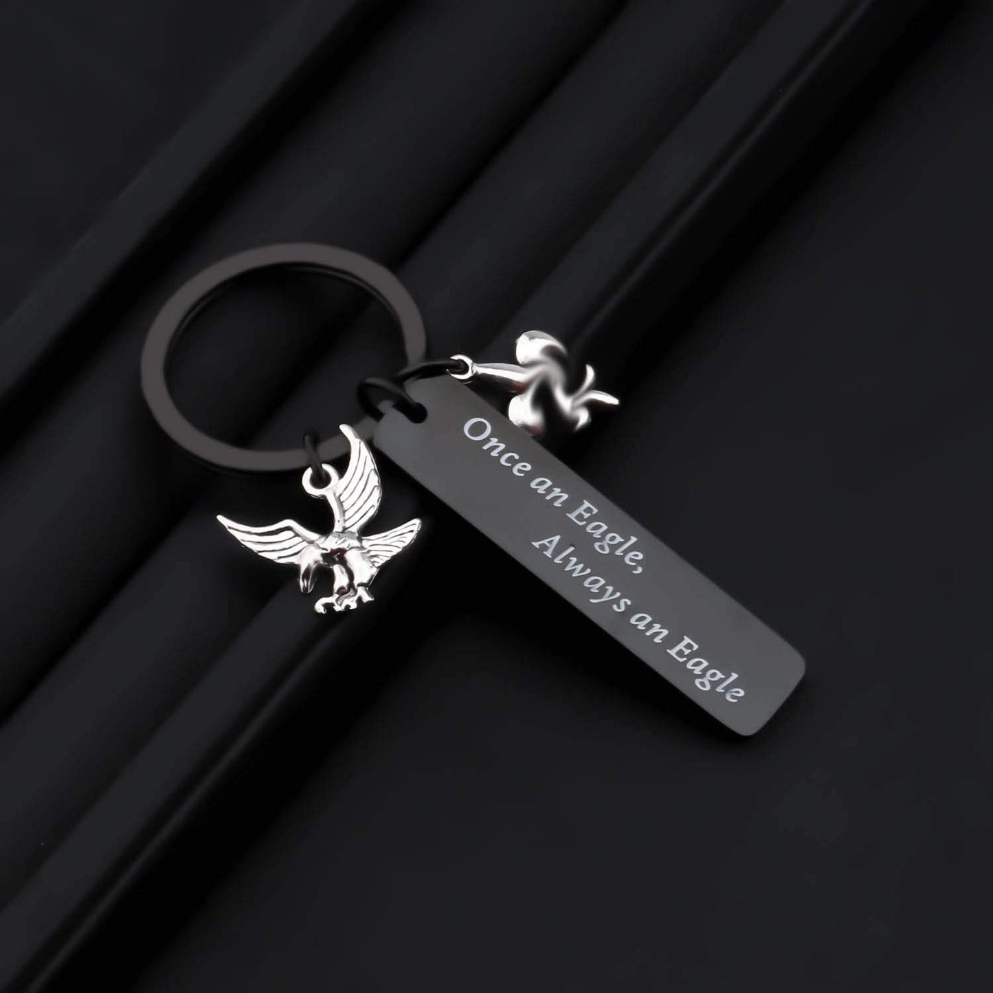 ENSIANTH Eagle Gift for Scouts Scout Keychain Scouts Leader Gift Scout Court of Honor Gift Eagle Keychain (Black)