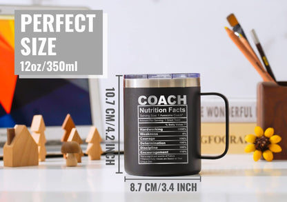 Onebttl Coach Gifts, Funny Gift Idea for Appreciation, Christmas, Birthday, 12oz Stainless Steel Insulated Travel Coffee Mug - Coach Nutriton Facts