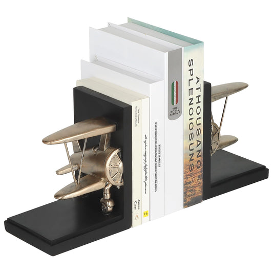 Aviation Decor Pilots Gifts,Airplane Decor Pilot Gifts for Men,Airplane Propeller Bookends Set for Aviation Lovers,Rustic Home Accessories Office Tudy Room Library Desktop Bookshelf