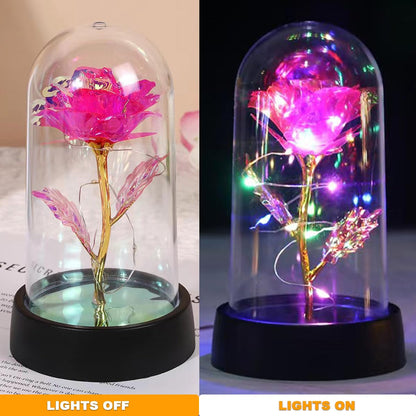 BAOXUE Rose Flower Gifts for Mother's Day Ideas, Mothers Day Flowers Gifts for Mom Wife from Daughter Son Husband,Light Up Rose in Glass Dome, Galaxy Forever Rose Eternas Birthday Gifts for Women