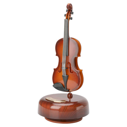 WIOR Violin Music Box, Creative Music Box Violin with Rotating Musical Base, Classical Music Box Mini Replica Instrument Crafts, Great Gift for Boys Girls Birthday Christmas New Year