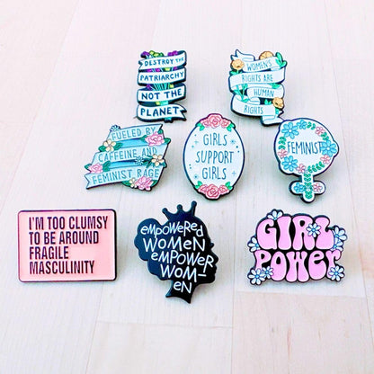 9PC Feminist Pins Brooch Enamel Pin for Girls Girly Power International Women Rights Day History Month Empowerment Feminism RBG I Dissent Ruth Human Social Juctice Vote Buttons Gifts Accessories