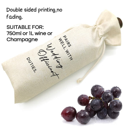 Socive Wedding Officiant Gift, Pairs Well with Wedding Officiant Wine Bag, Gifts for Pastor, Proposal Gift for Host, Drawstring Wine Bags