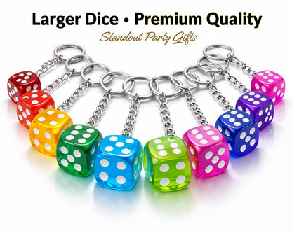 1 Dozen Bunco Dice Key Chains - Perfect for Bunco Night Gifts, Prizes, Casino-Themed Wedding Favors, and Party Supplies