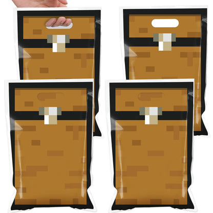 50Pcs Pixel Treasure Chest Favors Bag Pixel Birthday Party Plastic Gift Bags Video Game Party Candy Bag Video Game Theme Goodie Treat Bags for Kids Gamer Birthday Decoration Supplies 9.8 x 6.5Inch