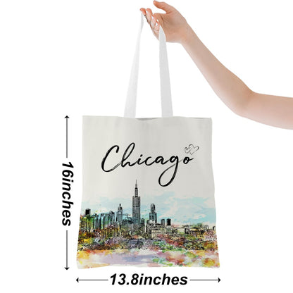 Watercolor New York Paris Chicago Nashville Italy California Lover Gifts Tote Bag Beach Bag Travel Souvenir Gift