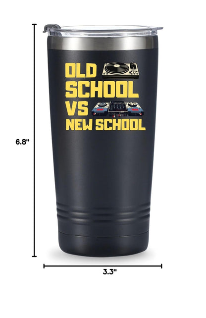 Onebttl DJ Gifts for Men, Women, Disc Jockey Gifts, DJ Tumbler, Old School New School, Gifts for Disco Lovers, Bar Lovers, Stainless Steel Tumbler 20OZ - Black, Manual