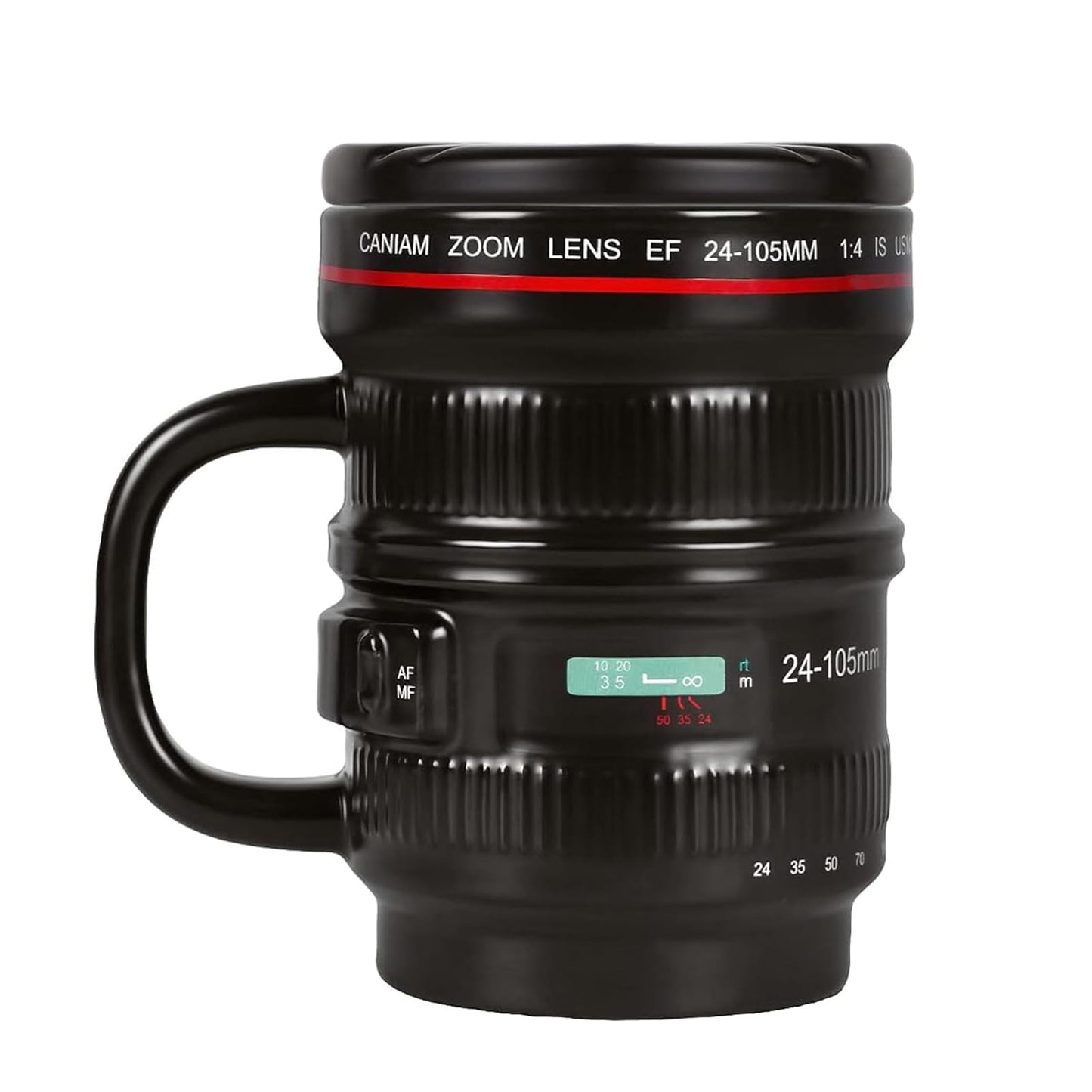 WENSSY Camera Lens Mug Large 16OZ, Ceramic Camera Lens Mug with Lid and Handle, Cool Photography Gifts for Photographers Christmas