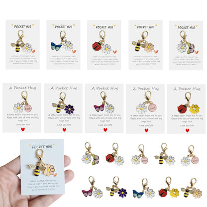 10 Sets Pocket Hug Card with Keychain, Thank You Note - Gift for Teachers, Moms, Girlfriends, Best Friends - Perfect for Birthdays, Christmas, Thanksgiving, Teacher's Day, Weddings, Graduations
