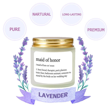 Scented Candle Maid of Honor Proposal Gifts - Lavender Soy Wax Candle - Bridesmaid Proposal Gift - Will You be My Maid of Honor Gifts for Friends Girls Women 4oz