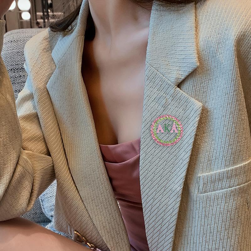 Imitation Rhinestone Greek Sorority Brooch for Women Girls My Best Friends Fashion Paraphernalia Lapel Pin Pink Green Crystal Jewelry for Sisters Ladies Sparkling Dress Accessory Sisterhood Graduation