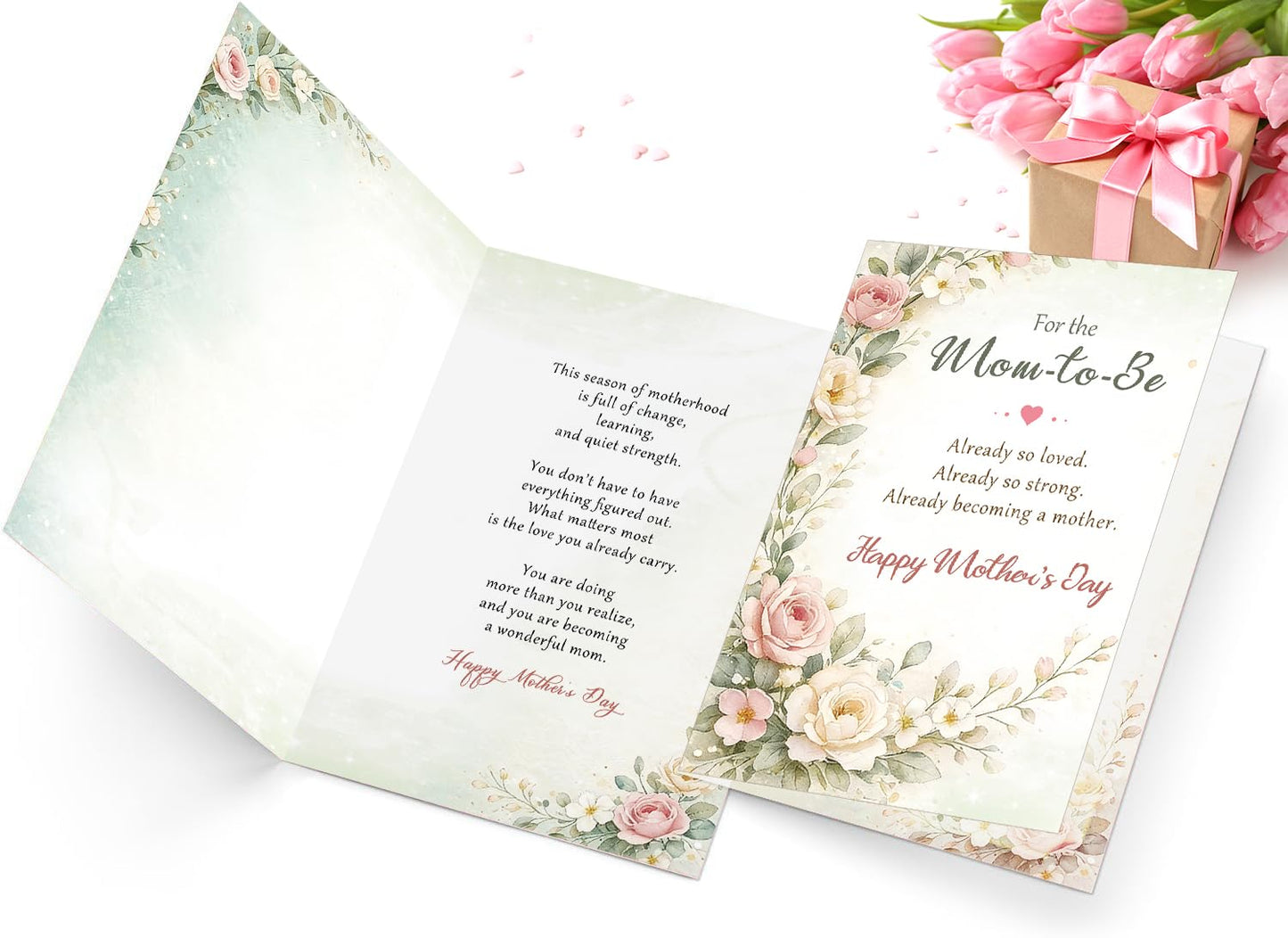 Beixian Mother's Day Card for Mom to Be, Mother's Day Gift for Mom to Be, Floral Greeting Card for Expecting Mom