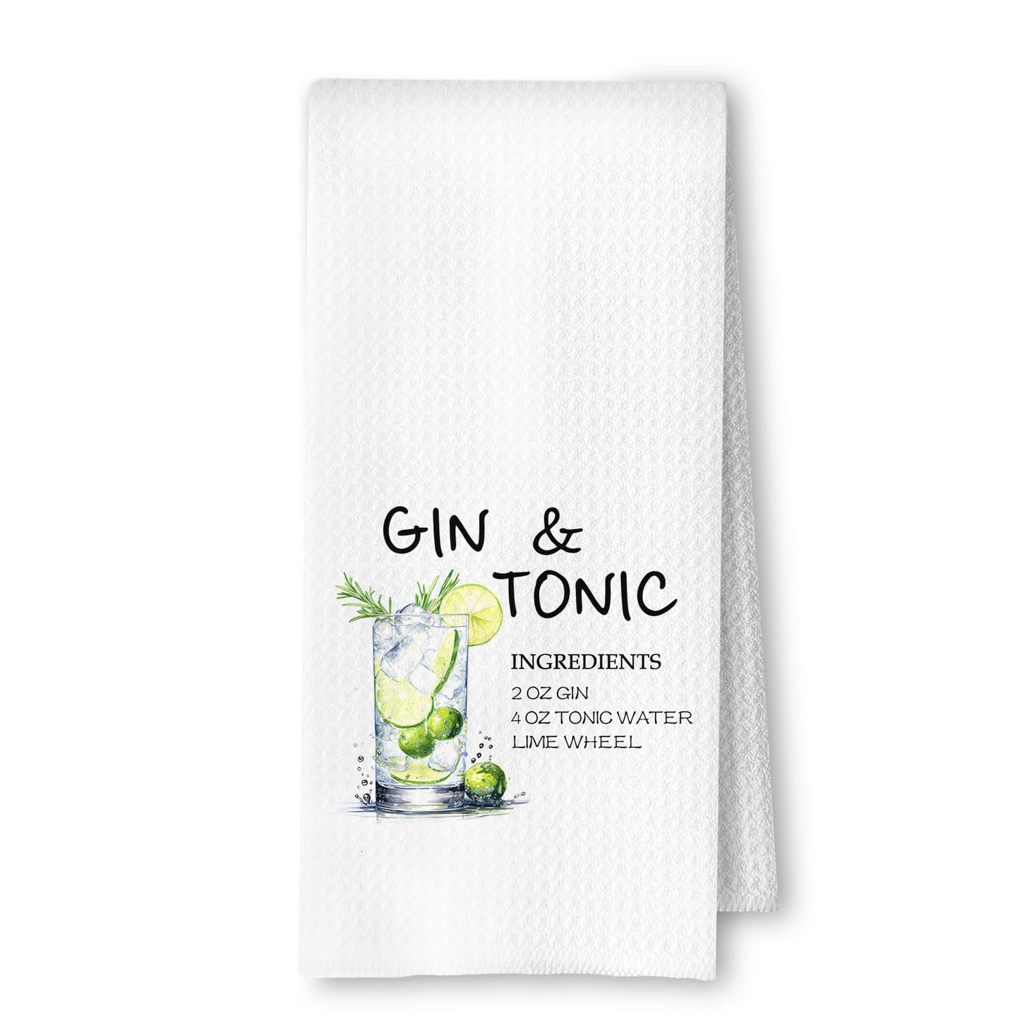 Gin and Tonic Gifts Kitchen Towels, Cocktail Themed Gifts Dish Tea Bar Towel for Kitchen Bar Cart Decor, Gift for Alcohol Lovers Decorative Hand Towels, 16x24 Inches