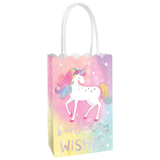Printed Paper Kraft Bags - 8.25" x 5.25" x 3", 8 Pieces - Perfect for Parties, Gifts & Goodies, Enchanted Unicorn