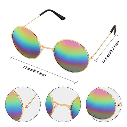Frienda 3 Pcs Hippie Accessories Costume 70s Tie Dye Leopard Outfits Hippie Headbands for Men Peace Sign Necklace Sunglasses