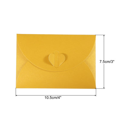 PATIKIL Gift Card Envelopes, 12 Pack Heart Shaped Clasp Small Gift Cards Holder Mini Envelope for Birthdays Weddings, Yellow