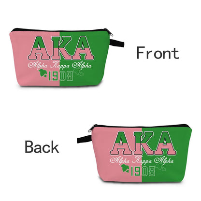 AKA Alpha Kappa Alpha Print Makeup Bag 1908 Design Cosmetic Organizer Sisterhood Birthday Gift Festival Present for Women Teens Travel Beauty Pouch