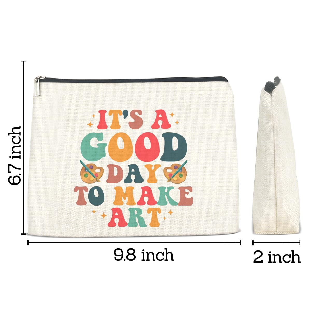 Makeup Bag Gifts for Artists Women, Art Lover Gift Thank You Gifts for Painter Teacher Girls Sister Friends It's A Good Day To Make Art Zipper Cosmetic Bag Travel Toiletry Pouch for Purse
