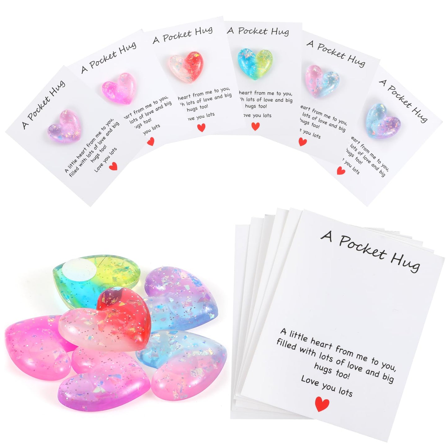 YUXIANLB 6 Pcs Pocket Hug Gift Set Heart Keepsake Tokens with Inspirational Greeting Cards Cute Thoughtful Gifts for Birthdays Anniversaries Friendship Long Distance Relationships Christmas Graduation