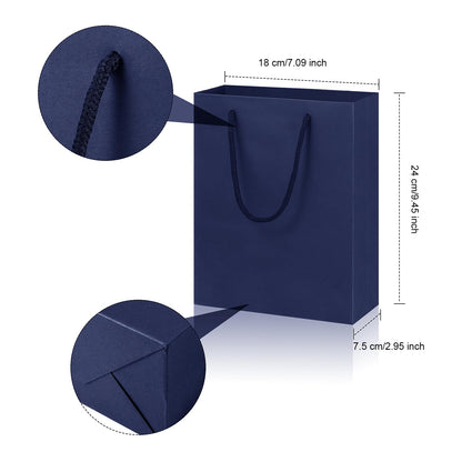 Zonon Dark Blue Luxury Gift Box with Lid and Ribbon 9 x 7 x 3'' Gift Bag with Greeting Card Tissue Paper for Decoration Wedding Easter Graduation Birthday Party Favor Present Supplies