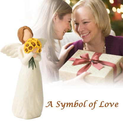 Sunflower Gifts for Women, Guardian Angel Statue, Angels Figurines, Woman Holding Sunflowers Figurines for Thanksgiving, Mother's Day or Birthday