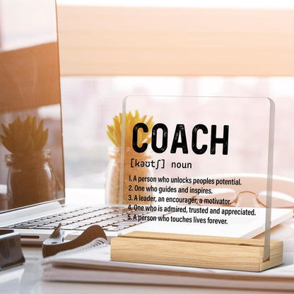 Best Coach Gift, Appreciation Gifts for Coaches, Retirement Gifts for Coaches, Coach Definition Acrylic Desk Sign Decor
