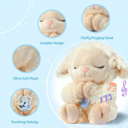 MyMateZoe Baptism Gifts for Boys, Catholic Christening, Baby Dedication & Baptismal Gift Set for Baby Boys & Kids, with 9" Musical Praying Lamb Plush Toy & God's Little Blessing Book in Keepsake Box