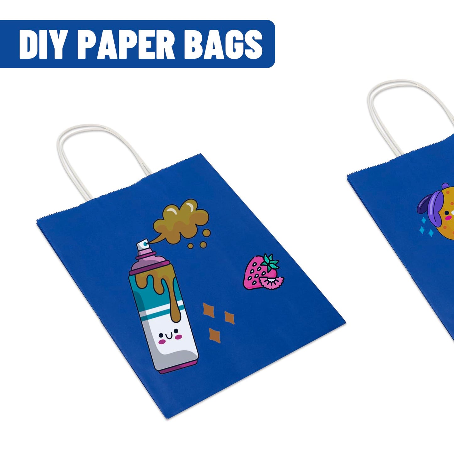 Toovip 50 Pack 8x4.75x10 Inch Medium Royal Blue Kraft Paper Bags with Handles Bulk, Gift Wrap Bags for Favor Grocery Retail Party Birthday Shopping Business Goody Craft Merchandise Take Out sacks