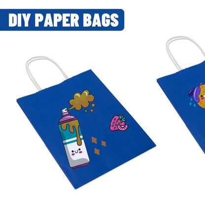 Toovip 50 Pack 8x4.75x10 Inch Medium Royal Blue Kraft Paper Bags with Handles Bulk, Gift Wrap Bags for Favor Grocery Retail Party Birthday Shopping Business Goody Craft Merchandise Take Out sacks