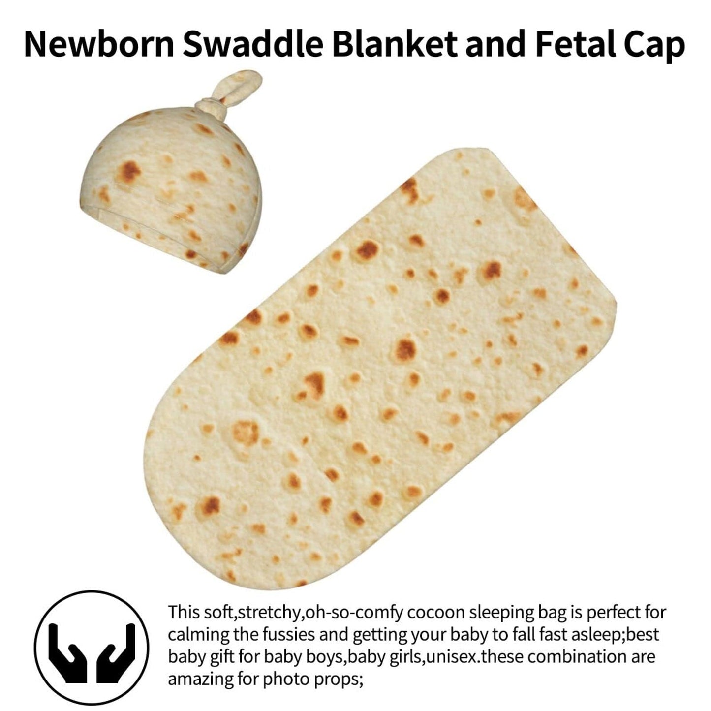 Burrito Newborn Swaddle Blanket for Baby, Soft Swaddling Funny Tortilla Costume Clothes