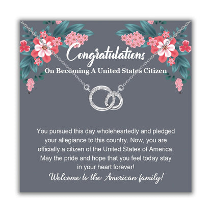 BLEOUK Citizenship Necklace New Citizen Jewelry Gift Immigration Gift For Women Citizenship Naturalization Ceremony Gifts