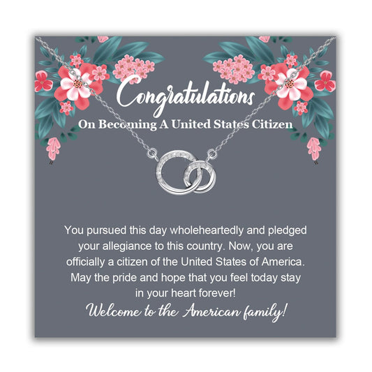 BLEOUK Citizenship Necklace New Citizen Jewelry Gift Immigration Gift For Women Citizenship Naturalization Ceremony Gifts