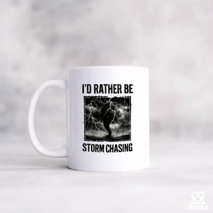 Panvola I'd Rather Be Storm Chasing Meteorologist Gifts Weatherman Weatherwoman Meteorology Weather Novelty Drinkware Ceramic Mug 11 oz White