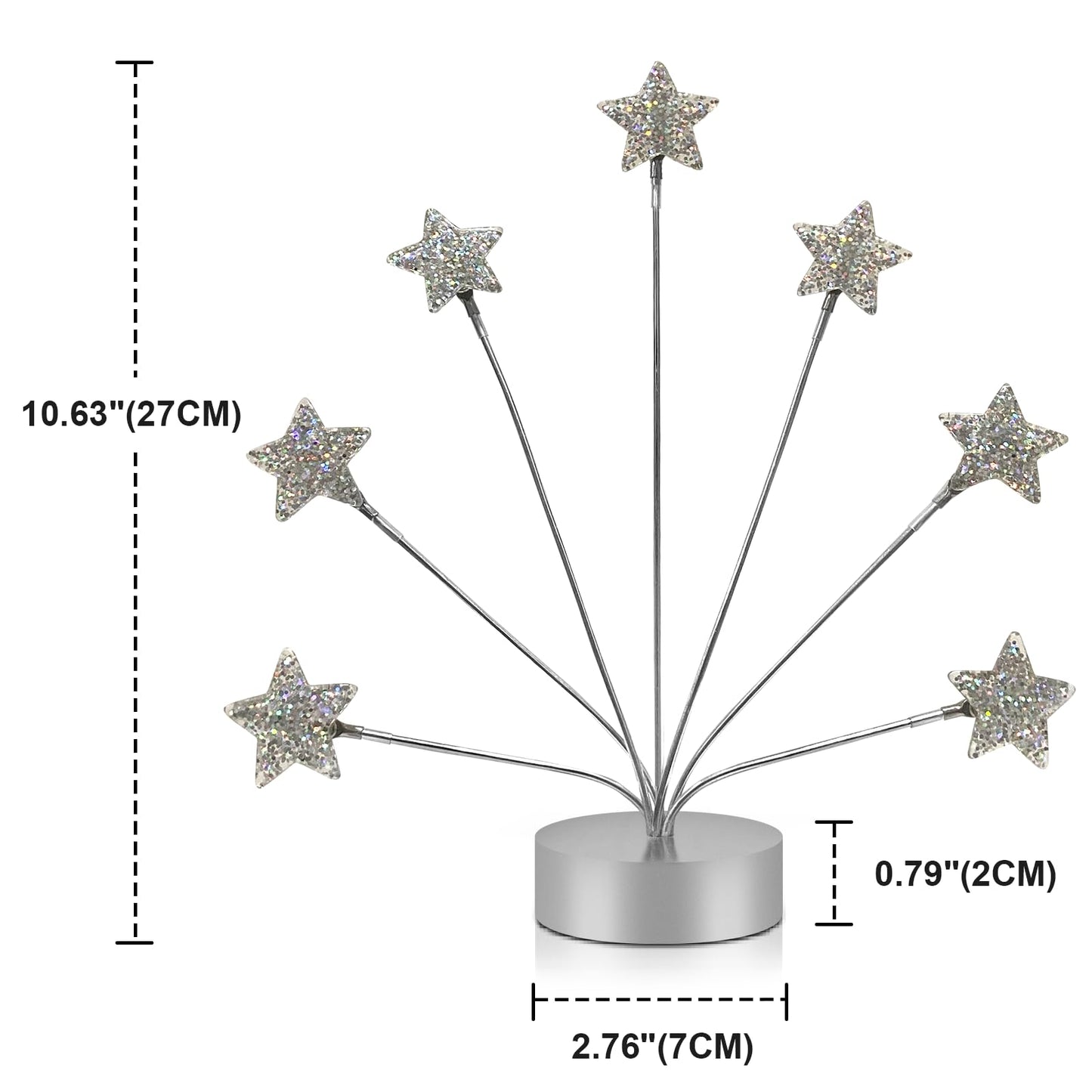 7-Branch Family Desktop Photo Tree Holder Clip Round Base, Card Picture and Memo Desk Frame Display Stand for Wedding Party Christmas Photo Clip Holder Table Numbers (Stars)