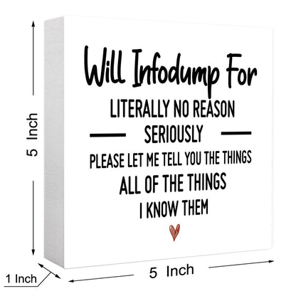 Funny Adhd Desk Decor Wood Box Sign,All Of The Things I Know Them Wooden Block Sign for Home Office Tabletop Shelf Decor 5" x 5",Adhd Gifts for Women