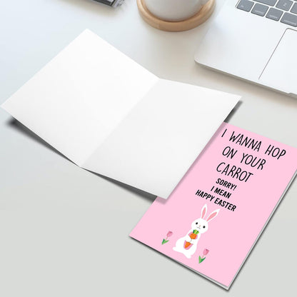 Ithmahco Humor Easter Card for Men, Easter Card Gift for Husband Boyfriend from Wife Girlfriend, I Wanna Hop on Your Carrot