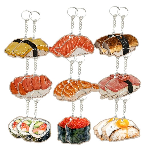18 Pack Sushi Keychains Japanese Kawaii Fake Food Trinkets - Acrylic Yummy Sushi Keychain Gift Perfect For Lover Accessories,Asian Food Charm Decor, Purse Bag Decoration, Keychain Gift Set