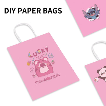Toovip 100 Pack 8x4.75x10 Inch Medium Light Pink Kraft Paper Bags with Handles Bulk, Gift Wrap Bags for Favors Grocery Retail Party Birthday Shopping Business Goody Craft Merchandise Take Out Sacks