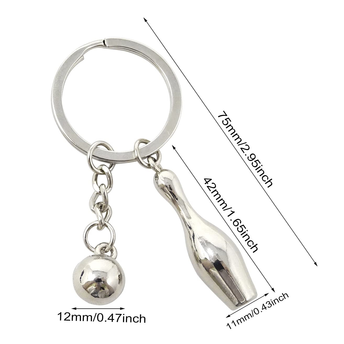 Honbay 1PCS Metal Cute Mini Bowling Ball Key Ring Chain with A Gift Box