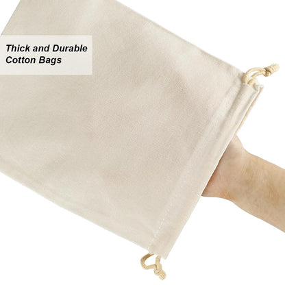 HRX Package 20pcs Muslin Bags 8x10 inches, Cotton Drawstring Bag Fabric Gift Pouches Sachet for Jewelry Party Favors Wrapping DIY