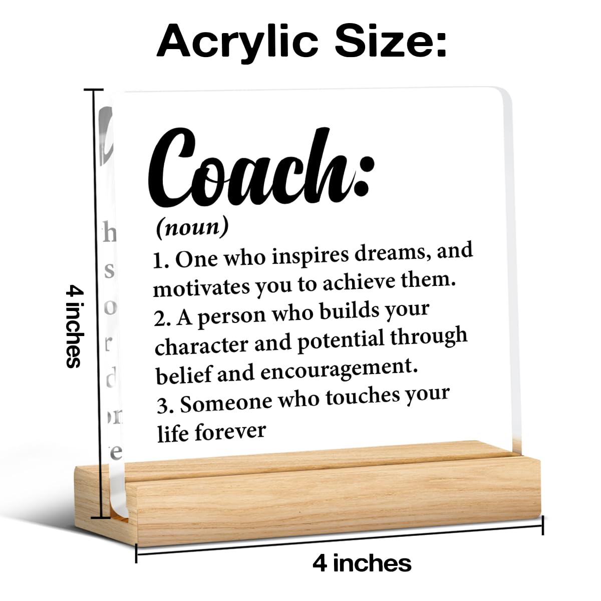 Thank You Coach Gifts for Women Men, Appreciation Gift for Coach Trainer Clear Acrylic Desk Decor Decorative Sign for Home Office, 4 x 4 Inches