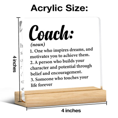 Thank You Coach Gifts for Women Men, Appreciation Gift for Coach Trainer Clear Acrylic Desk Decor Decorative Sign for Home Office, 4 x 4 Inches