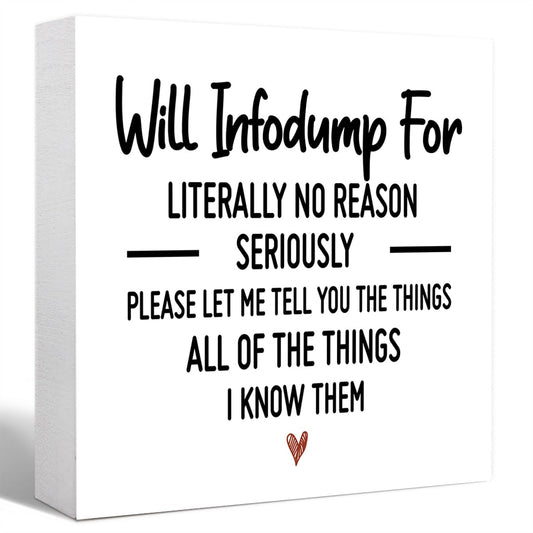 Funny Adhd Desk Decor Wood Box Sign,All Of The Things I Know Them Wooden Block Sign for Home Office Tabletop Shelf Decor 5" x 5",Adhd Gifts for Women