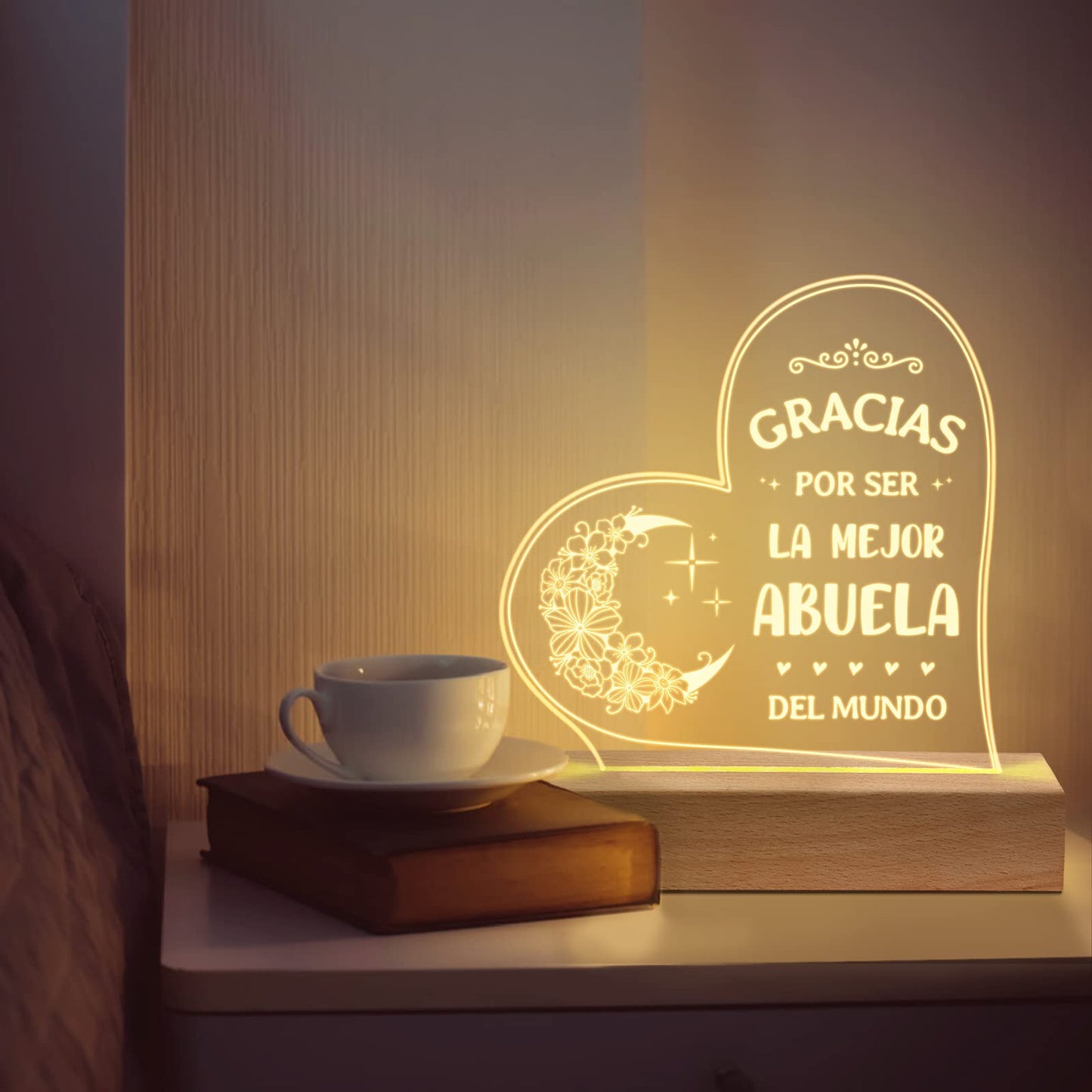 GiltGlimmer Abuela Gifts, Birthday Gifts for Grandma in Spanish, Regalos para Abuela Engraved Acrylic Night Light, Spanish Grandma Birthday Gifts, Gifts for Abuela from Grandchildren