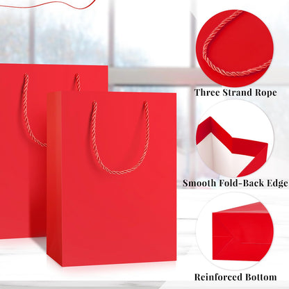 Jutieuo 10 Pack Luxury Red Gift Bags Medium Size with Tissue Paper, Premium Paper Gift Wrap Bags with Handles for Birthday, Wedding, Holiday, Party - 11" x 8" x 4"